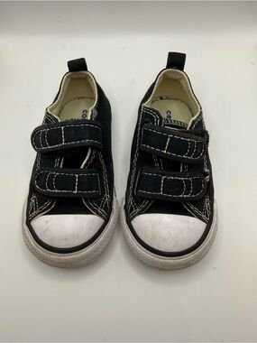 Kids Black Canvas Velcro converse